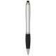 Stylo bille à stylet en plastique recyclé RCS avec corps coloré et grip noir (encre bleue) Nash
