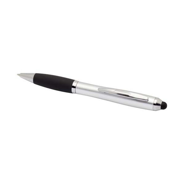 Stylo bille à stylet en plastique recyclé RCS avec corps coloré et grip noir (encre noire) Nash