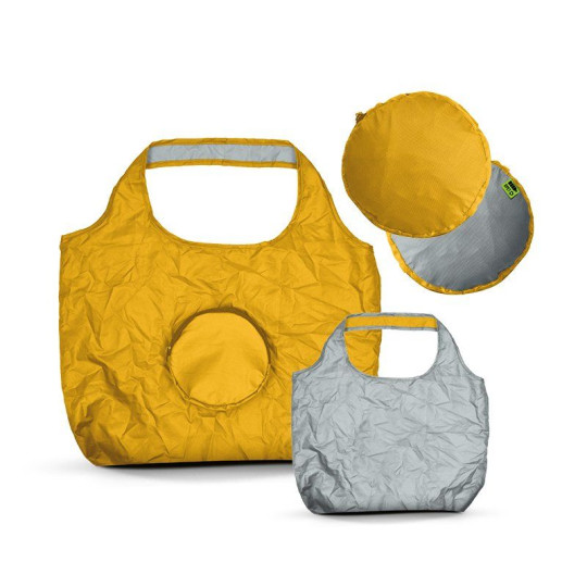Sac shopping pliable réversible bicolore personnalisé 20L en rPET – marquage 1 couleur ou quadri pour entreprises et événements