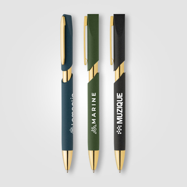 Stylo Aurelia avec finitions dorées en plastique recyclé