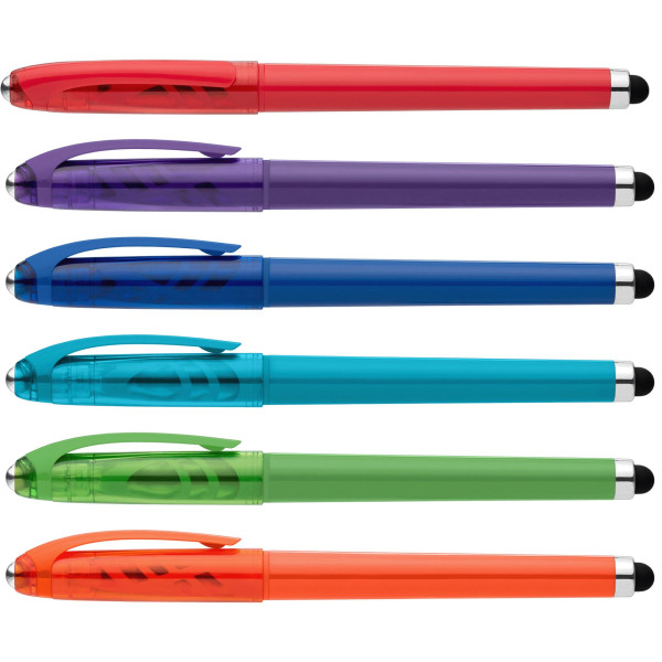 Stylo Prism en plastique recyclé avec stylet, boule anti-stress et encre gel