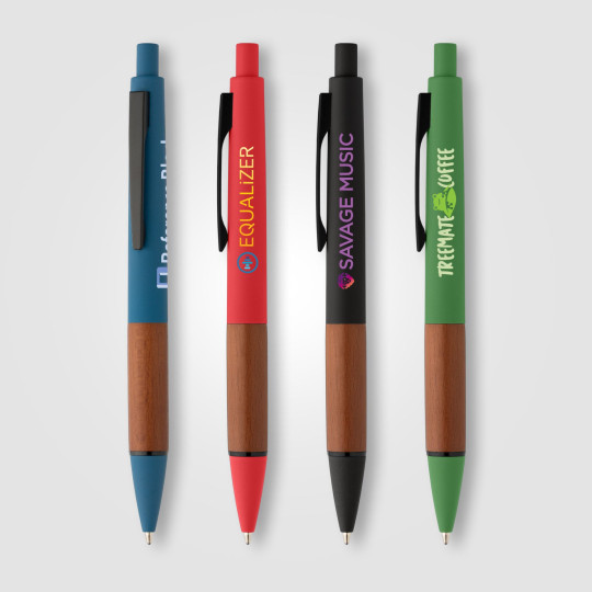 Stylo Tide en plastique recyclé avec grip en bois