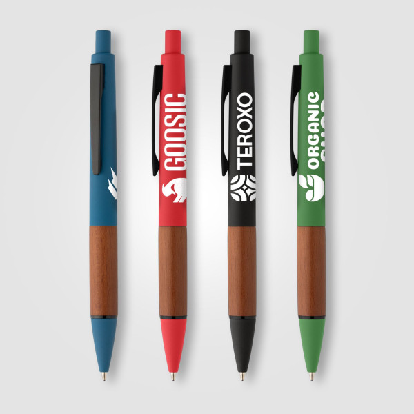 Stylo Tide en plastique recyclé avec grip en bois