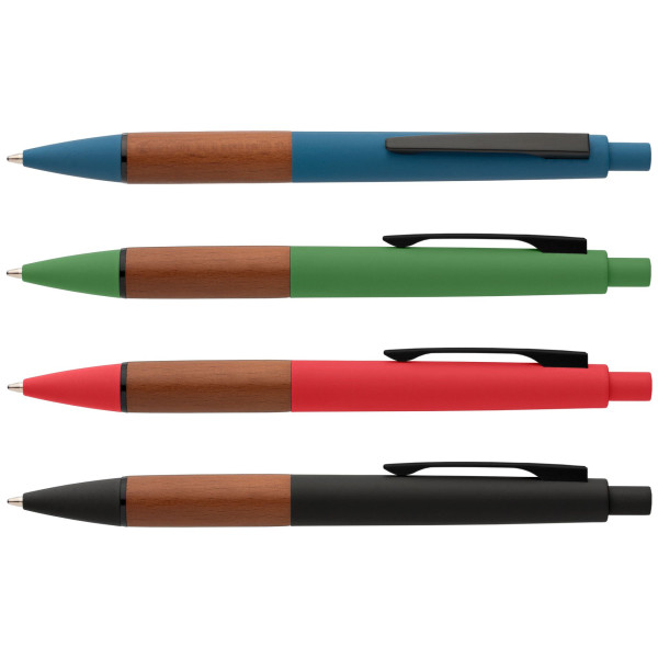 Stylo Tide en plastique recyclé avec grip en bois