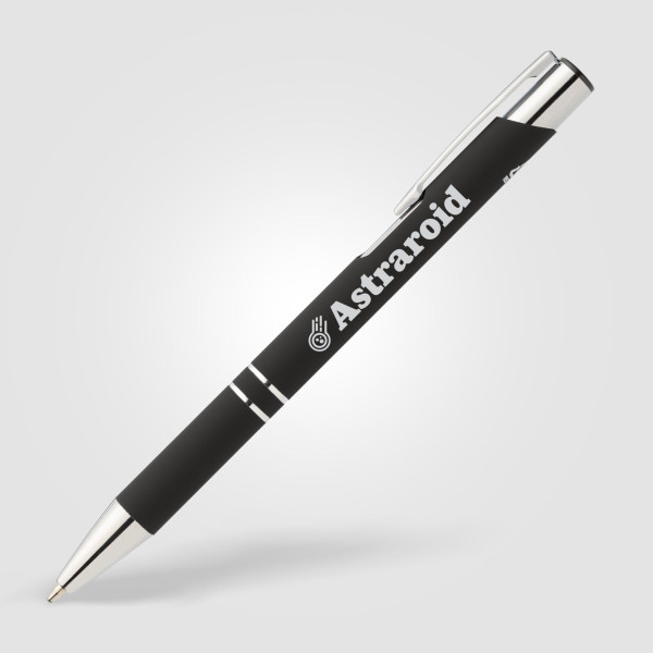 Stylo Crosby en aluminium recyclé avec finition soft-touch et détails chromés