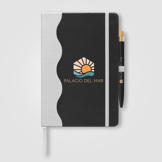 Carnet Grete à motif vagues + stylo - A5