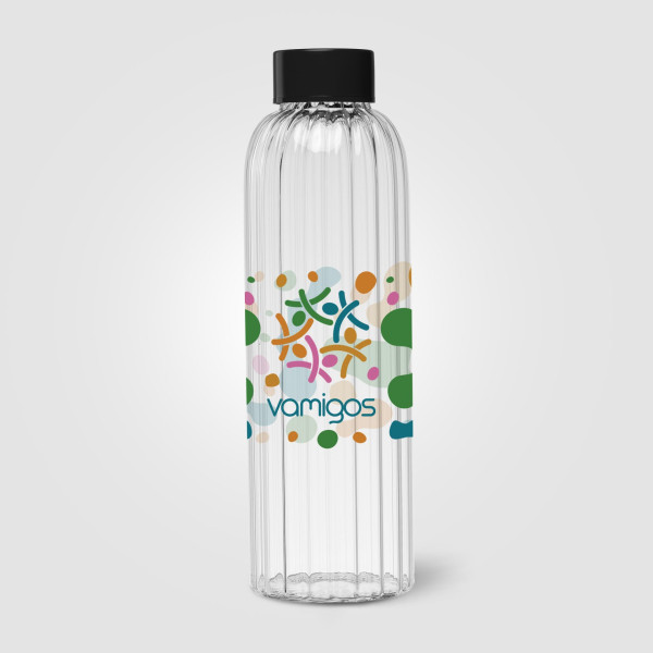 Gourde en verre rainurée Linea – 620 ml