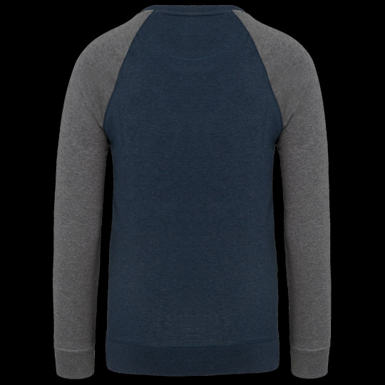 Sweat-shirt French Terry Bio bicolore col rond manches raglan homme - BCM Goodies
