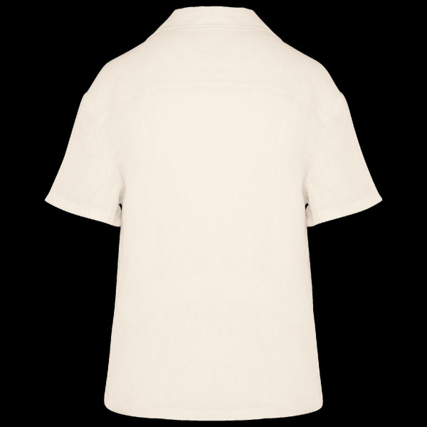 Chemise manches courtes en lin à col bowling pour femme - BCM Goodies