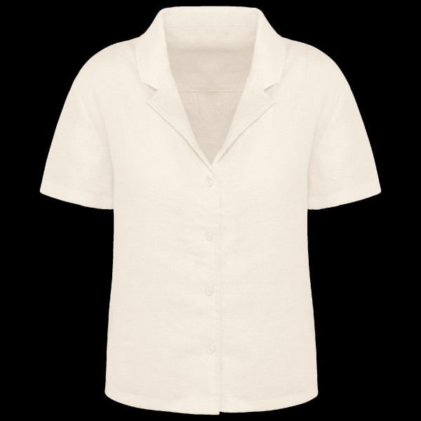 Chemise manches courtes en lin à col bowling pour femme - BCM Goodies