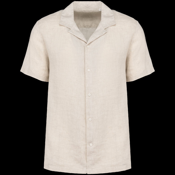 Chemise en lin pour homme à col bowling personnalisable pour communication d'entreprise - BCM Goodies