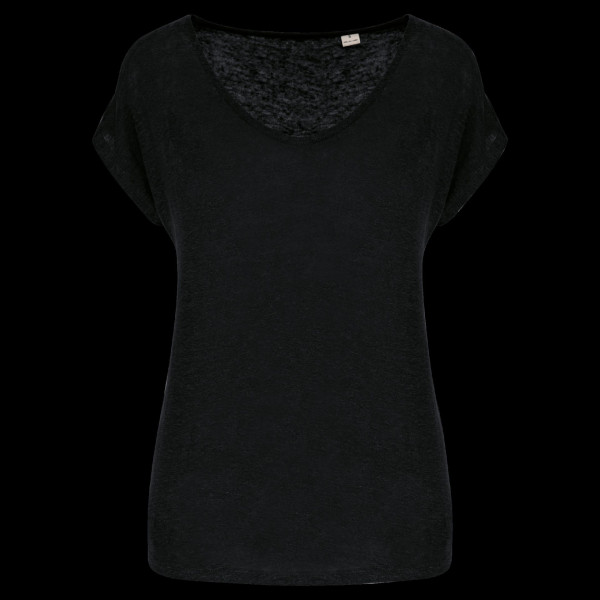 T-shirt col V en lin pour femme - Tendance et confortable | BCM Goodies