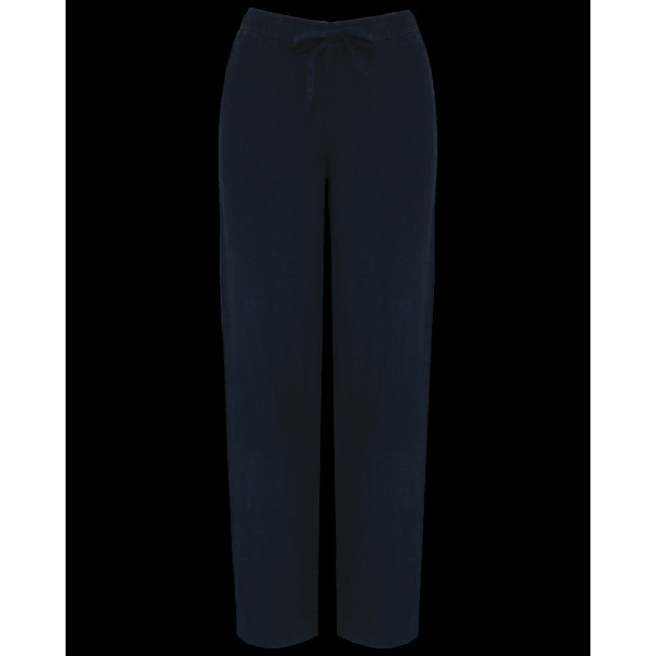 Pantalon délavé en lin pour femme - Coupe large et confortable - Idéal pour un look décontracté - Personnalisable pour entrepris