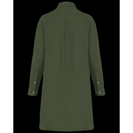 Robe chemise en lin pour femme - Confection 100% lin - Coupe confort - Col avec pied de col - Patte de boutonnage avec boutons e