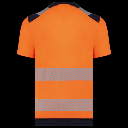 T-shirt de sécurité recyclé manches courtes unisexe - 50% coton peigné, 50% polyester recyclé - Maille piquée, traitement anti b