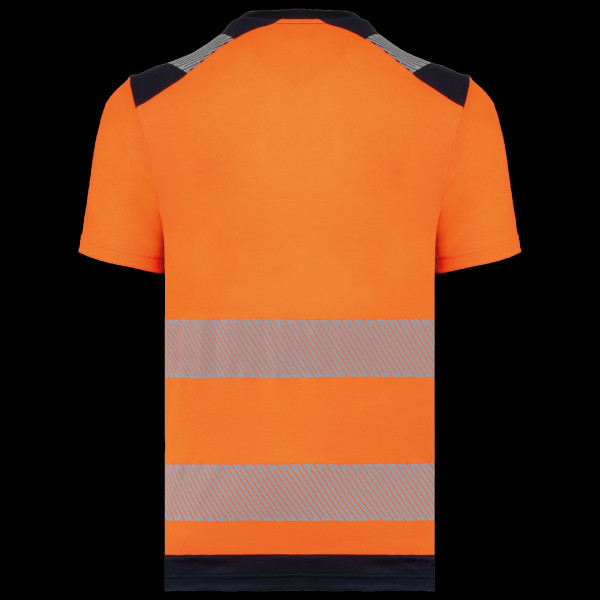 T-shirt de sécurité recyclé manches courtes unisexe - 50% coton peigné, 50% polyester recyclé - Maille piquée, traitement anti b