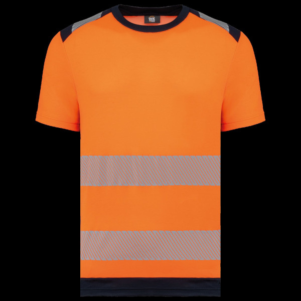 T-shirt de sécurité recyclé manches courtes unisexe - 50% coton peigné, 50% polyester recyclé - Maille piquée, traitement anti b