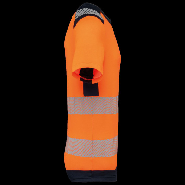 T-shirt de sécurité recyclé manches courtes unisexe - 50% coton peigné, 50% polyester recyclé - Maille piquée, traitement anti b