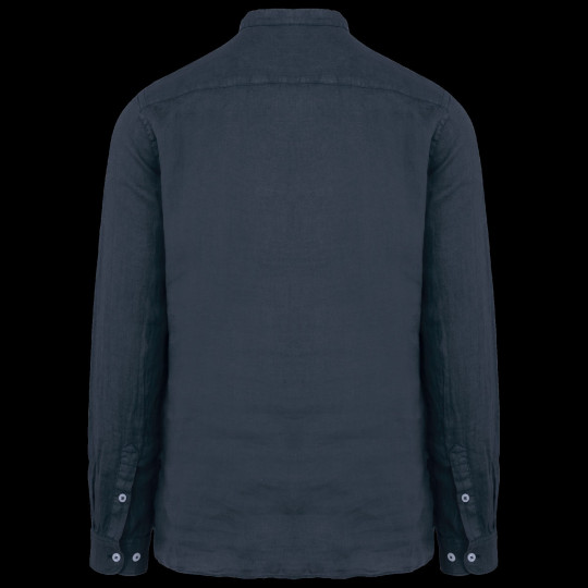 Chemise à col Mao délavée en lin pour homme - BCM Goodies