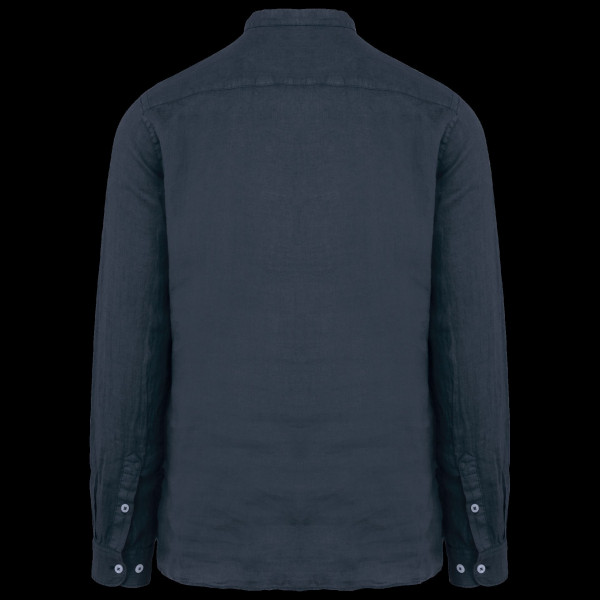 Chemise à col Mao délavée en lin pour homme - BCM Goodies