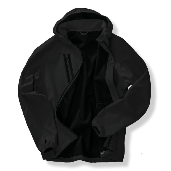 Veste Softshell 3 couches recyclée à capuche unisexe Personnalisable | BCM Goodies