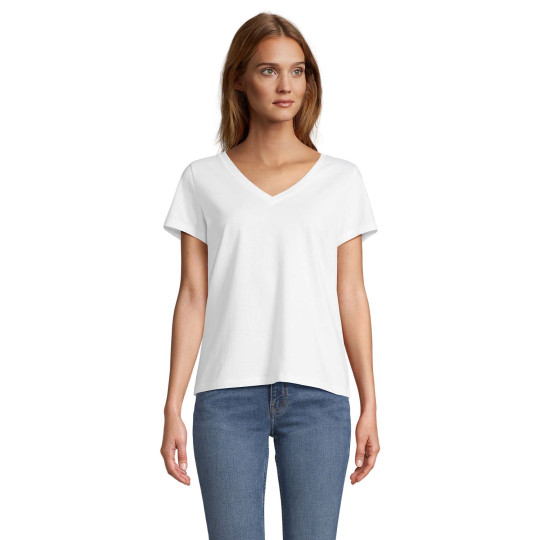 T-shirt personnalisable col V SOL'S REGENT V WOMEN en coton 100% semi-peigné ringspun - BCM Goodies