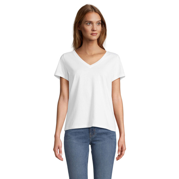 T-shirt personnalisable col V SOL'S REGENT V WOMEN en coton 100% semi-peigné ringspun - BCM Goodies