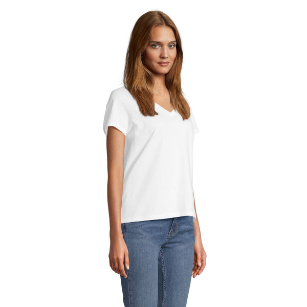 T-shirt personnalisable col V SOL'S REGENT V WOMEN en coton 100% semi-peigné ringspun - BCM Goodies