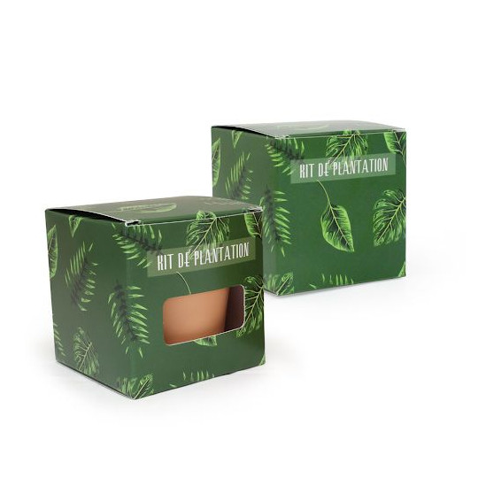 Cube plantation standard Ø7cm personnalisable – Kit de graines aromatiques pour communication d’entreprise – Marquage sur boîte 