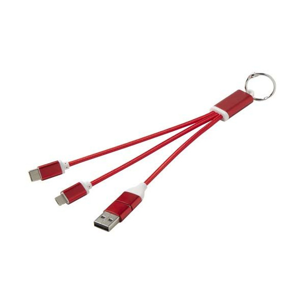 Câble de charge 4-en-1 en aluminium recyclé avec porte-clés - Accessoire écologique pour recharger vos appareils - BCM Goodies