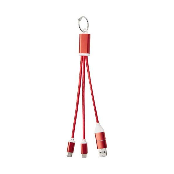 Câble de charge 4-en-1 en aluminium recyclé avec porte-clés - Accessoire écologique pour recharger vos appareils - BCM Goodies