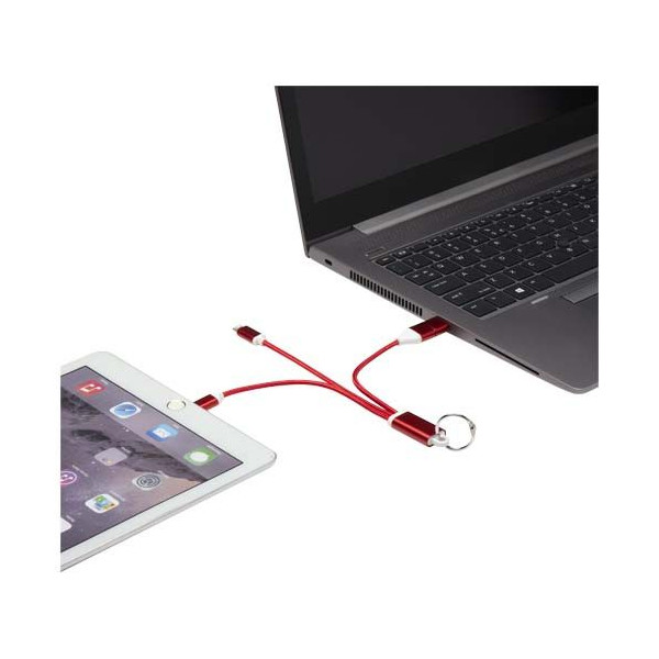 Câble de charge 4-en-1 en aluminium recyclé avec porte-clés - Accessoire écologique pour recharger vos appareils - BCM Goodies