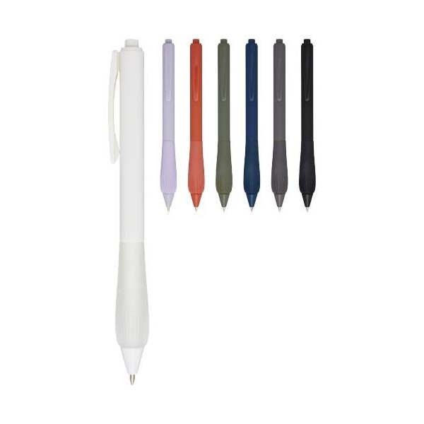Stylo bille RABS Lorena en plastique recyclé avec grip en TPR 1,0 mm - Encre bleue - Longueur d'écriture de 1 000 mètres - 
