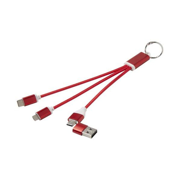 Câble de charge 4-en-1 en aluminium recyclé avec porte-clés - Accessoire écologique pour recharger vos appareils - BCM Goodies