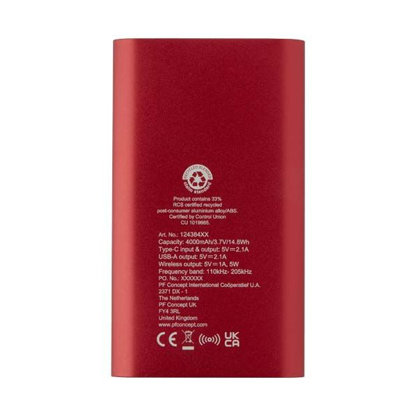 Batterie de secours Juice type-C 4 000 mAh en aluminium recyclé - Charge sans fil 5 W - BCM Goodies