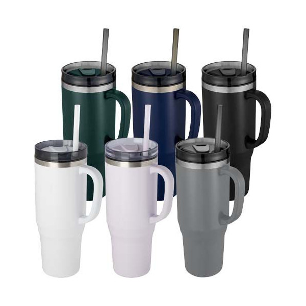 Mug isotherme Melbourne 1200 ml avec paille - RCS certifié - BCM Goodies