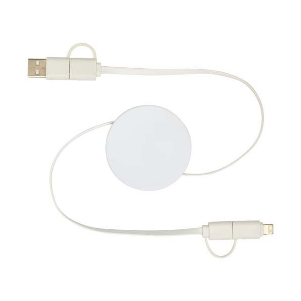 Câble rétractable 5-en-1 Citala en plastique recyclé de 90 cm - Charge rapide 40W - USB-C vers USB-C - USB-A vers USB-C - CarPla