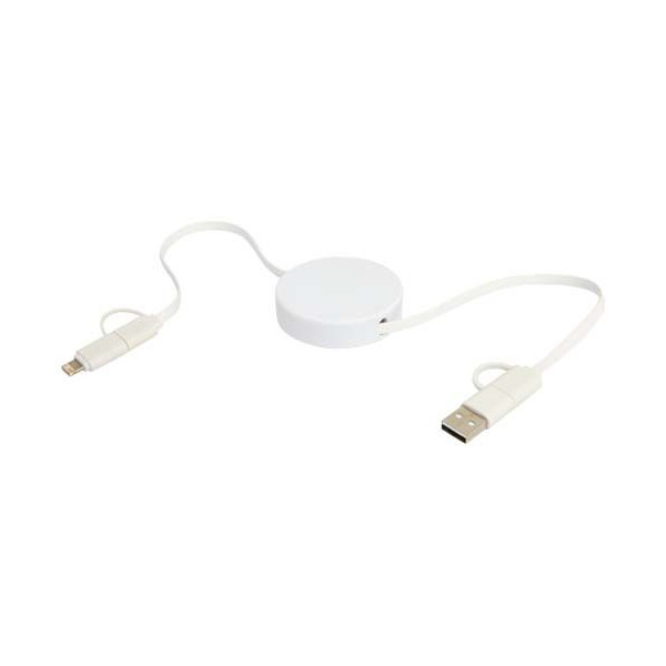 Câble rétractable 5-en-1 Citala en plastique recyclé de 90 cm - Charge rapide 40W - USB-C vers USB-C - USB-A vers USB-C - CarPla