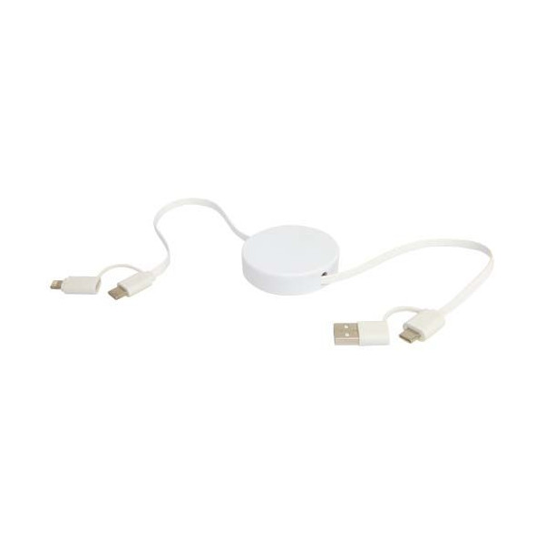 Câble rétractable 5-en-1 Citala en plastique recyclé de 90 cm - Charge rapide 40W - USB-C vers USB-C - USB-A vers USB-C - CarPla
