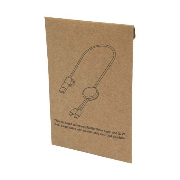 Câble 5-en-1 Chechia en plastique recyclé de 30 cm - Charge rapide 27W &amp; synchronisation données