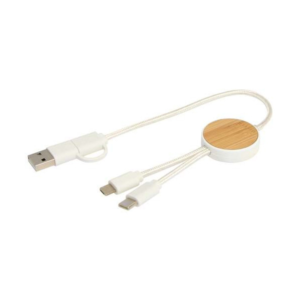 Câble 5-en-1 Chechia en plastique recyclé de 30 cm - Charge rapide 27W &amp; synchronisation données