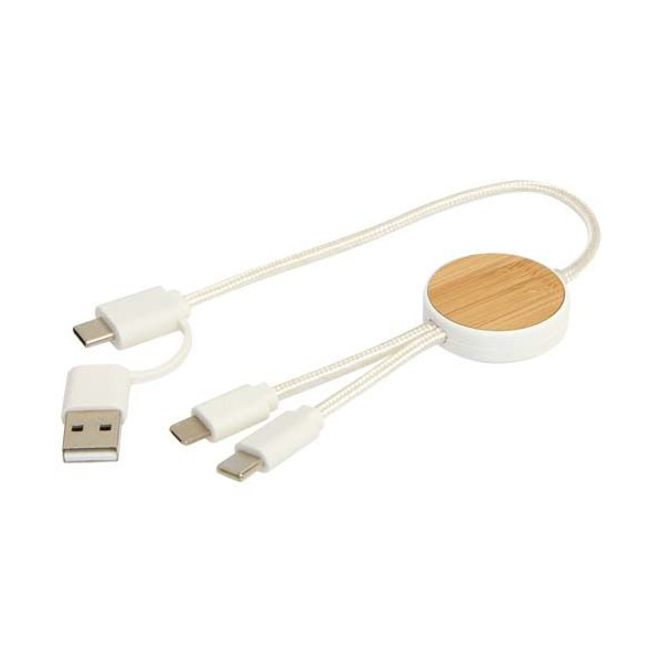 Câble 5-en-1 Chechia en plastique recyclé de 30 cm - Charge rapide 27W &amp; synchronisation données