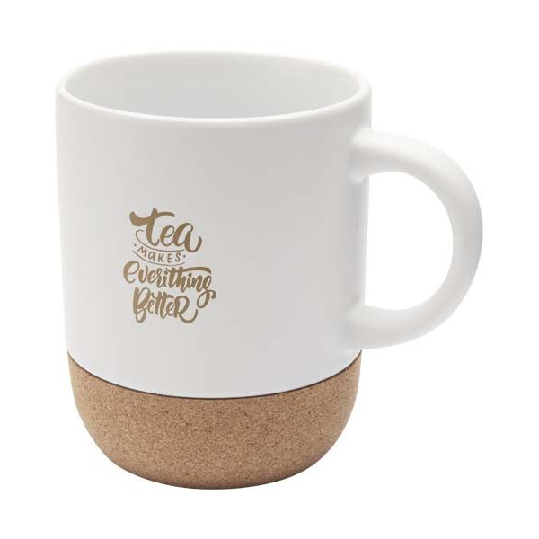 Mug Billie en céramique de 300 ml avec détails en liège - Accessoire idéal pour boissons chaudes - Coffret cadeau en carton recy