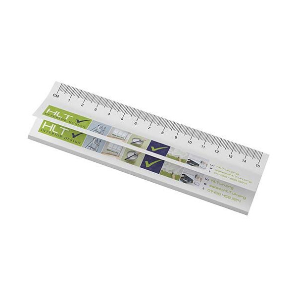 Notes autocollantes recyclées Sticky-Mate® avec règle imprimée de 15 cm - Lot de 50 feuilles - BCM Goodies