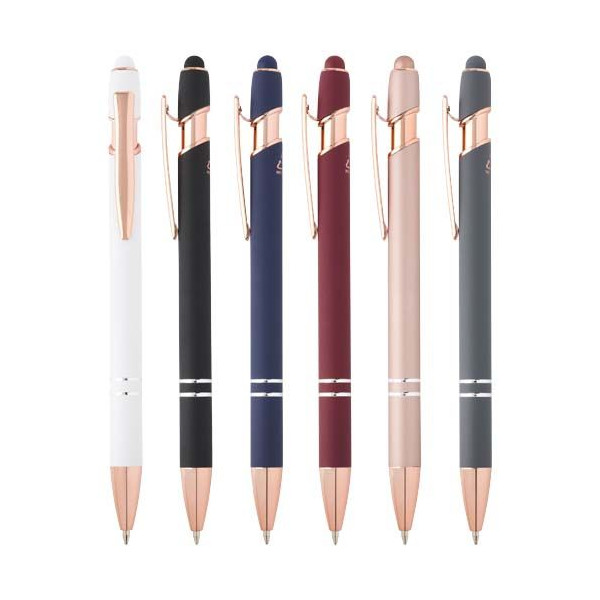 Stylo bille Nanna avec finition or rose - Fabriqué en aluminium recyclé - BCM Goodies