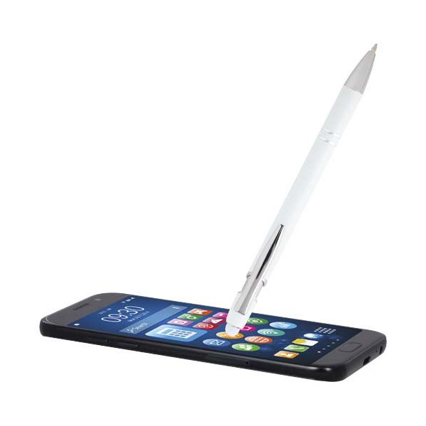 Stylo bille Kish argenté en aluminium recyclé avec stylet tactile - Personnalisable pour entreprise - BCM Goodies