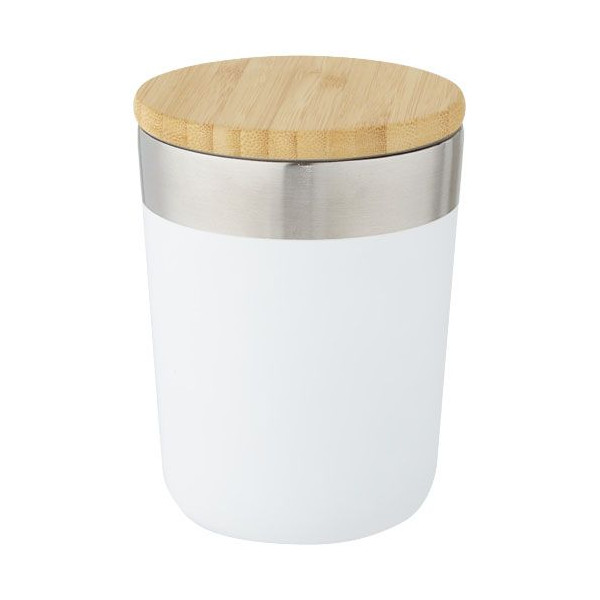 Gobelet isotherme à double paroi avec couche de cuivre et couvercle en bambou - 330 ml - Acier inoxydable - Sans BPA - Personnal