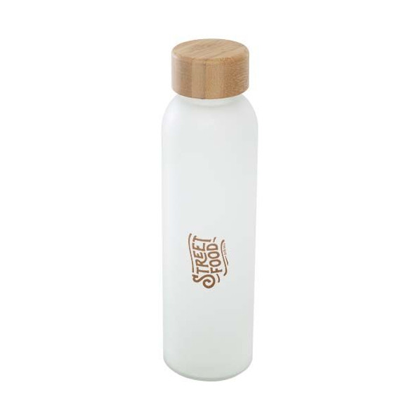 Bouteille en verre sodocalcique mat Lume 500 ml avec couvercle en bambou - BCM Goodies