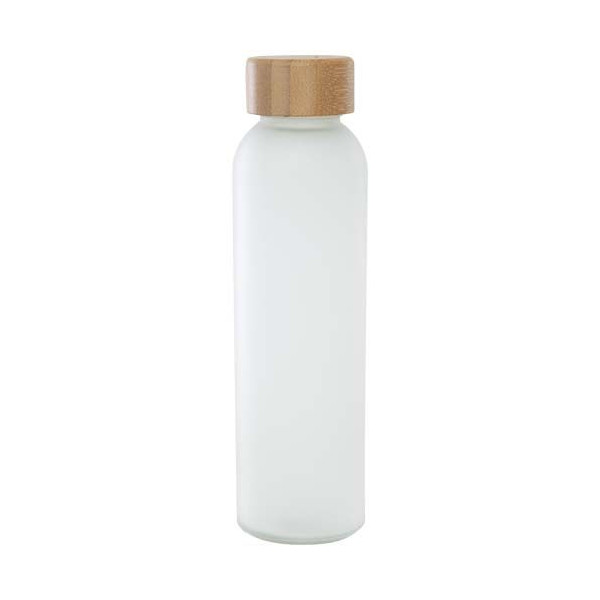 Bouteille en verre sodocalcique mat Lume 500 ml avec couvercle en bambou - BCM Goodies
