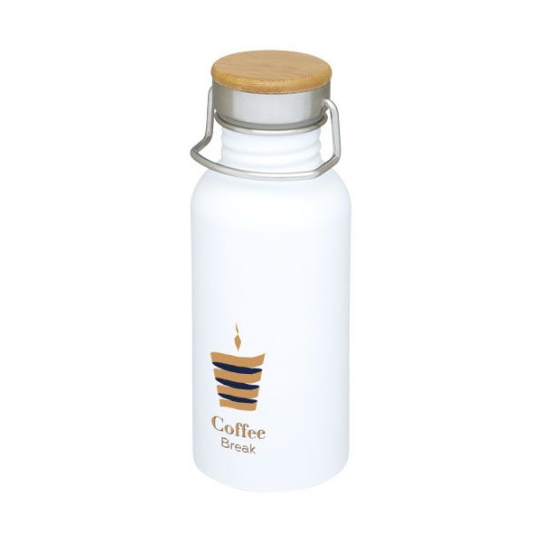 Bouteille de sport Thor 550 ml en acier inoxydable avec couvercle en bambou - Personnalisable pour entreprises